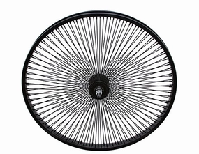 24 STEEL FRONT WHEEL 144 SPOKE 14GBLACK 3/8 AXLE SINGLE WALL BLACK