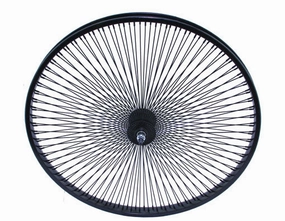 26 STEEL FRONT WHEEL 144 SPOKE 14GBLACK 3/8 AXLE SINGLE WALL BLACK