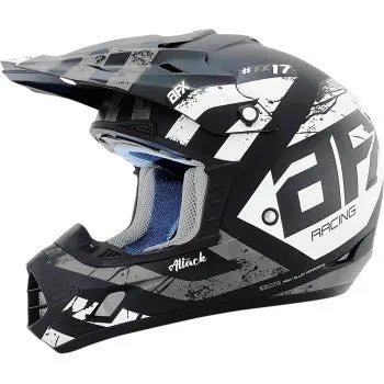 AFX FX-17 Off Road Helmet Attack Graphic Matte Black Silver