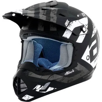 AFX FX-17 Off Road Helmet Attack Graphic Matte Black Silver