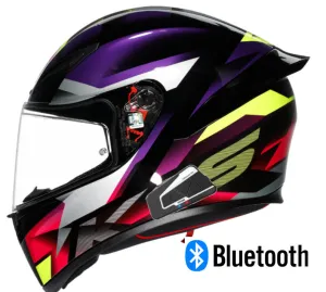 AGV K1 Full Face Bluetooth Helmet Fastlap Black/Purple/Pink