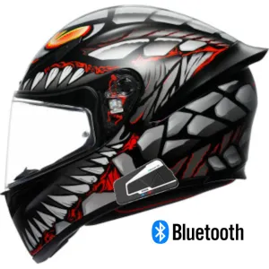AGV K1 Full Face Bluetooth Helmet Lyzard Matte Black/Gray/Red