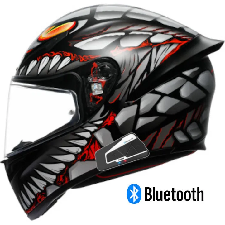 AGV K1 Full Face Bluetooth Helmet Lyzard Matte Black/Gray/Red