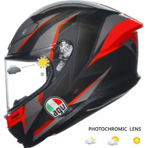 AGV K6 S Full Face Helmet Slashcut Black/Gray/Red  Photochromic Shield