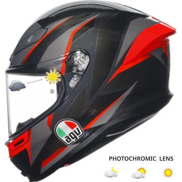AGV K6 S Full Face Helmet Slashcut Black/Gray/Red  Photochromic Shield