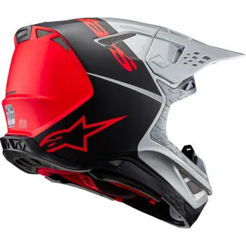Alpinestars Supertech M10 Off Road Helmet Flood MIPS Gloss Silver/Black/Orange Fluo