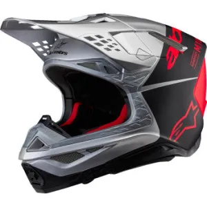 Alpinestars Supertech M10 Off Road Helmet Flood MIPS Gloss Silver/Black/Orange Fluo