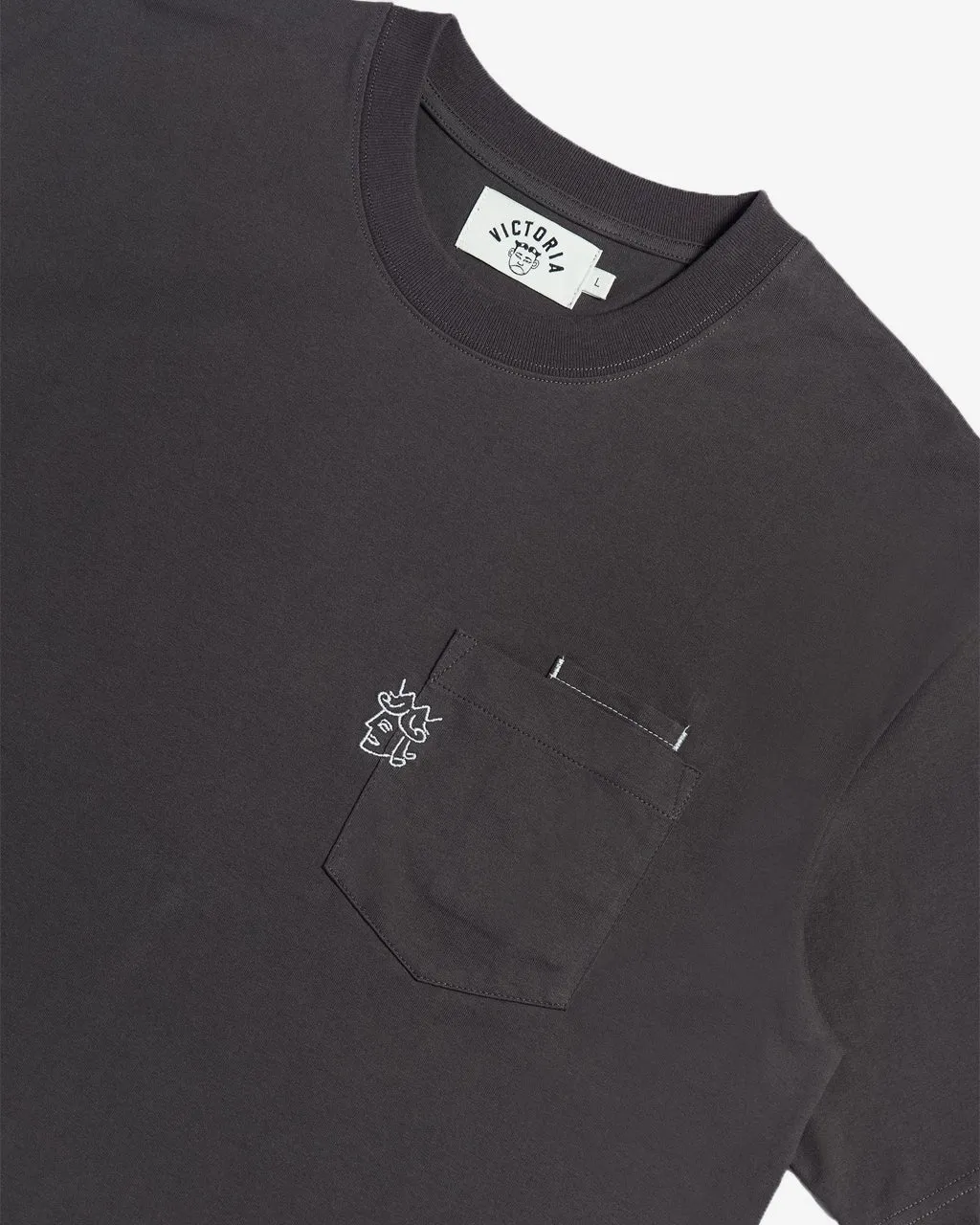Double Pocket Logo S/S Tee Charcoal