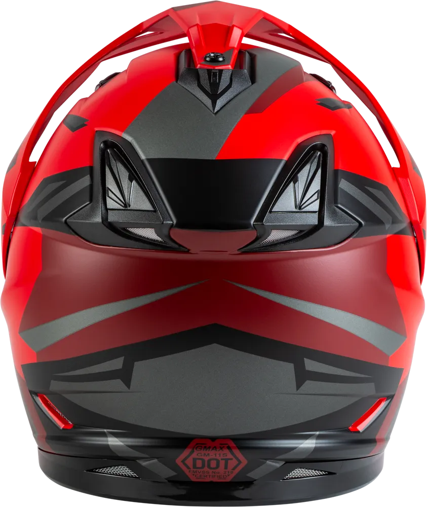 Gmax GM-11 Snow Helmet Ripcord Graphic Red Dual Lens Size Medium