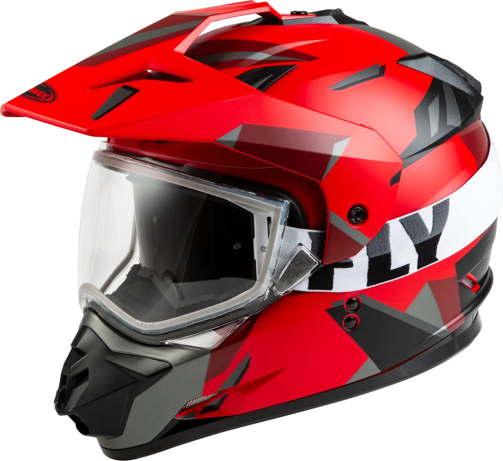 Gmax GM-11 Snow Helmet Ripcord Graphic Red Dual Lens Size Medium