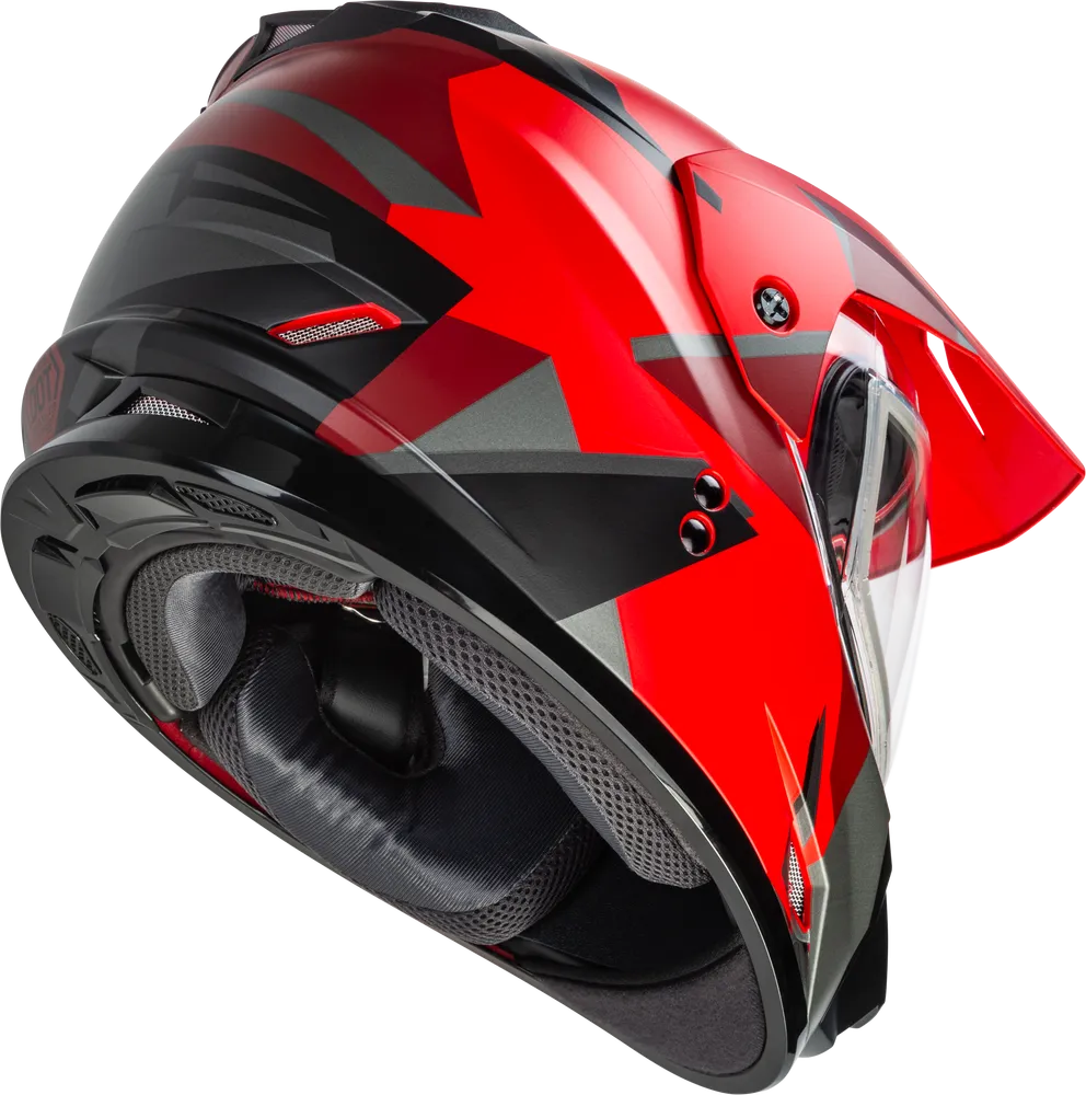 Gmax GM-11 Snow Helmet Ripcord Graphic Red Dual Lens Size Medium