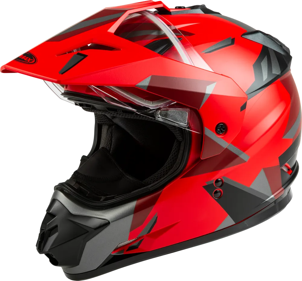 Gmax GM-11 Snow Helmet Ripcord Graphic Red Dual Lens Size Medium