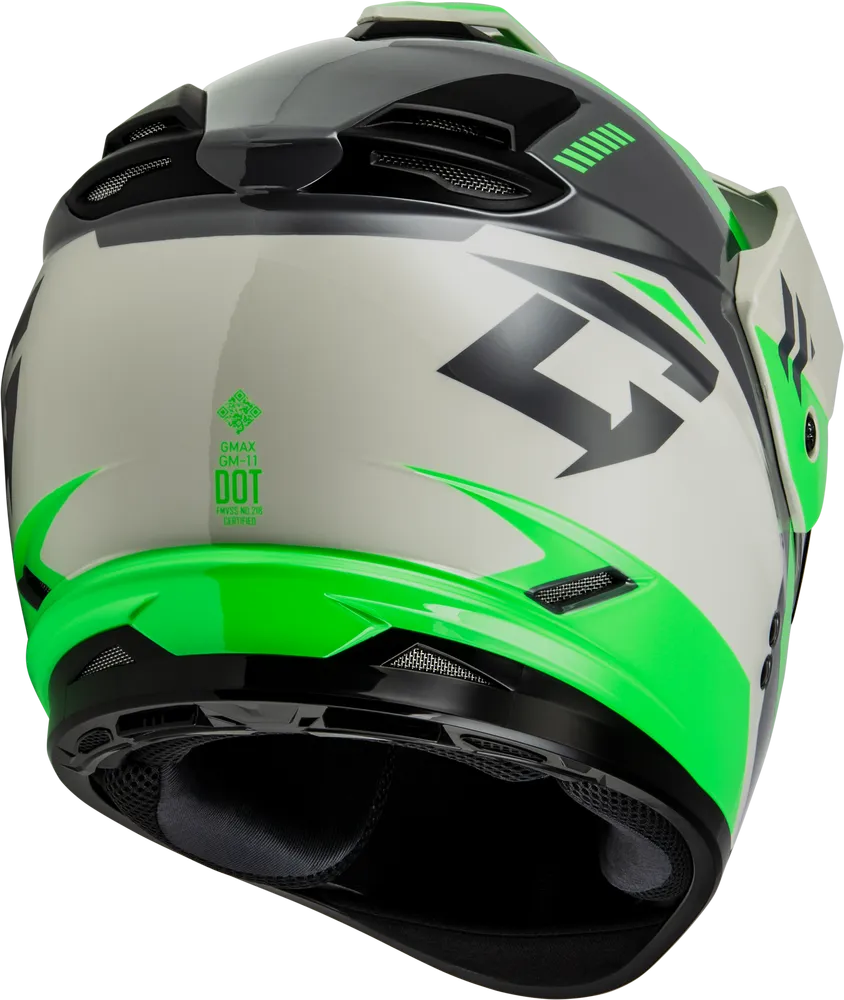 Gmax GM-11S Ronin Snow Helmet Green Dual Lens