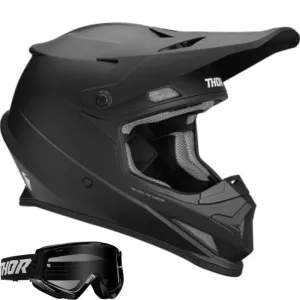 Thor Sector Off Road Helmet Blackout and Goggles